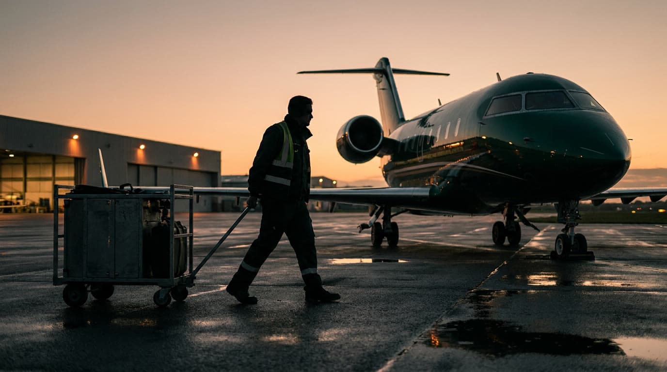 A verified specialist arriving with an equipment cart at dawn